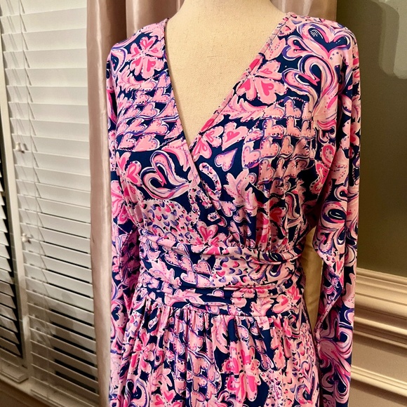 EUC Lilly Pulitzer Nichola Maxi Dress in Indigo Love You Bunches Size LARGE - Picture 2 of 3